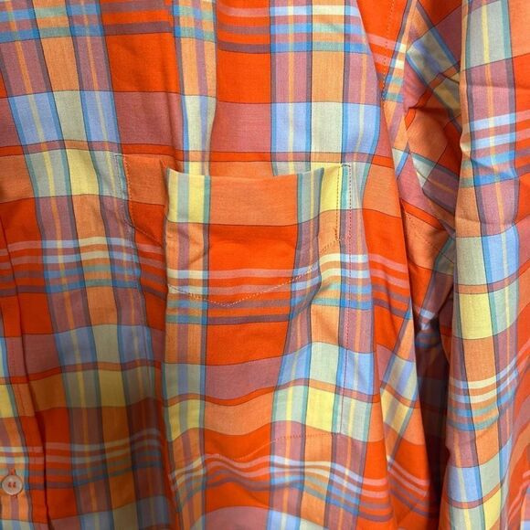 NWT Paul & Shark Yachting Button Down Dress Shirt Orange Plaid Men’s size XL - Picture 8 of 11